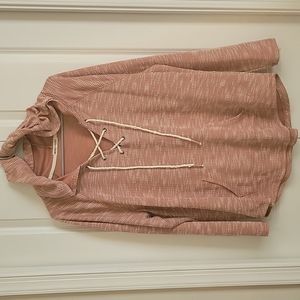 Hooded sweatshirt with tie